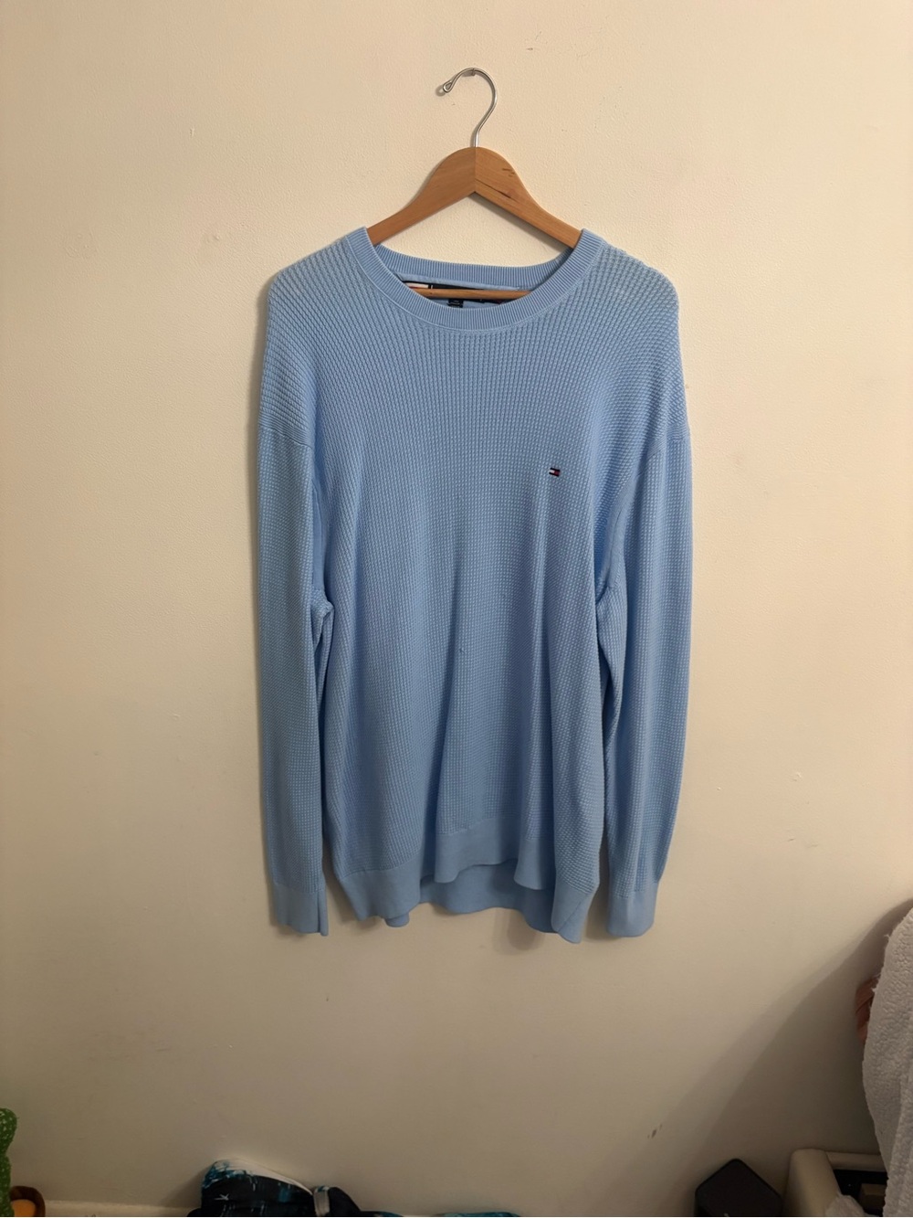 Tommy Hilfiger Light Blue Waffle Knit Men's Sweater 2x